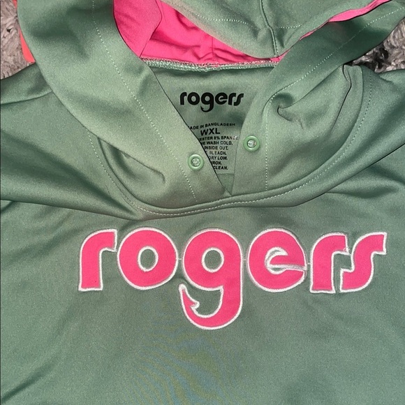 Green Hoodie with Pink 'Rogers' Logo size WXL - Picture 4 of 4